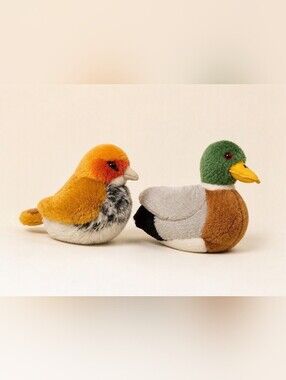 Duo d'oiseaux en peluche: bruant et canard Mallard